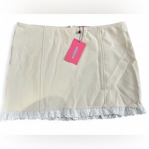 Edikted Cream Skirt with White Lace Medium NWT